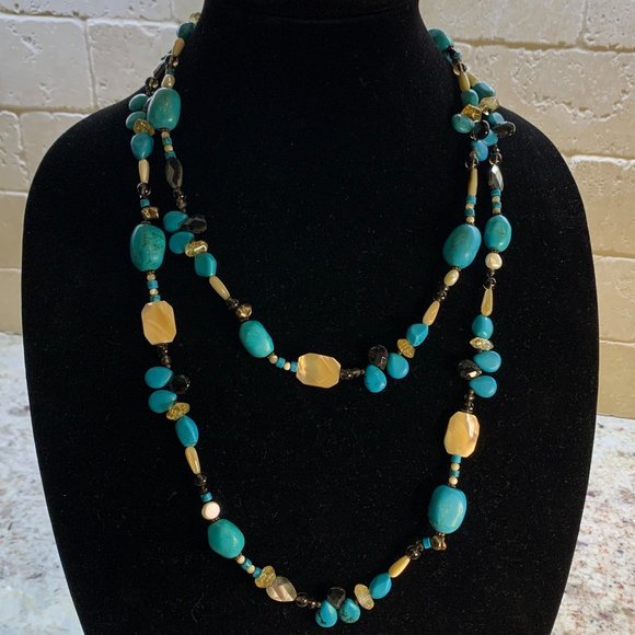 Turquoise, pearl, stone necklace